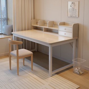 【匠俱】臥室環保板材書桌書架一體 120*60x73cm 加寬桌面 加粗鋼材 家用電腦桌 工作台式 學生寫字桌 收納置物架 學習桌