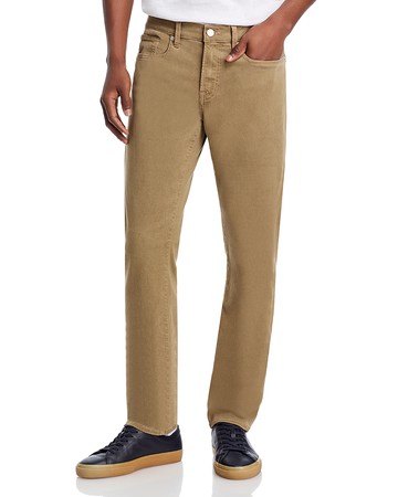 Frame L'Homme Slim Brushed Twill Pants in Dark Tan