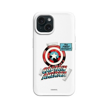 iPhone 15 SolidX 白 - 迪士尼-漫威 Marvel - 漫威系列 - 美國隊長 – 復古盾牌