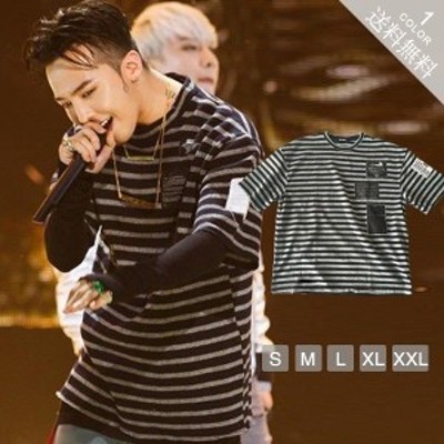 BIGBANG GドラゴンG-Dragon ボーダーｔシャツ インス同型 応援