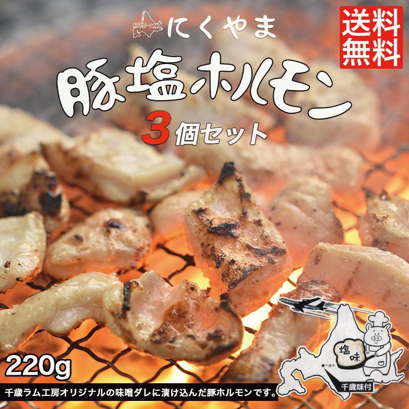 豚塩ホルモン 220g×3袋セット 送料無料 千歳ラム工房 焼肉 BBQ バーべキュー ホルモン 塩  北海道  焼肉 お土産 お取り寄せ 肉の山本