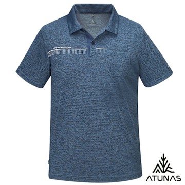 【ATUNAS 歐都納】男款循環酷涼節能抑菌短袖POLO衫A1PS2510MC麻花靛藍/涼感/抗臭/抑菌/都會休閒