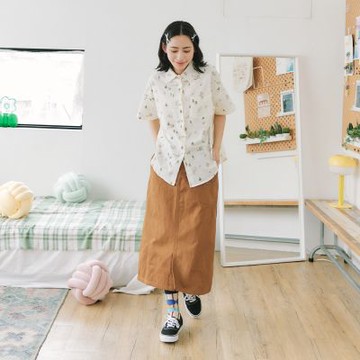 【Dailo】色塊簡約剪接中長裙 綠 駝 (魅力商品)