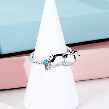 Sanrio學院Mix系列-LittleTwinStars雙子星晶鑽純銀戒指