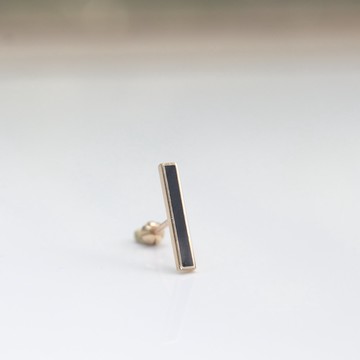 【 CHARIS 韓國珠寶】純14K金 黑長條 鎖珠耳環 轉珠耳環 (單個) 洗澡免摘 流汗碰水不褪色