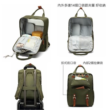 Heine海恩 WIN-191P多功能後背包 加大版媽媽包-軍綠