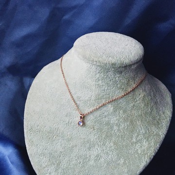 Hi Onion 原創 月光石玫瑰金項鏈 純銀復古氣質優雅鎖骨鏈 招桃花