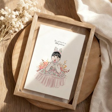 可愛寶寶 | 似顏繪水彩人像插畫 | 雙面玻璃 |生日禮物|週年紀念