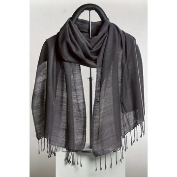 【新藝商號】天染工坊 | 天染手紡手織絲素色披肩 中灰偏深