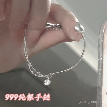 999純銀手鏈伴星半手鐲半手鏈雙層輕奢高級精緻感送女生畢業禮物