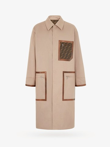 Cotton trench with leather profiles - FENDI - gender_Man