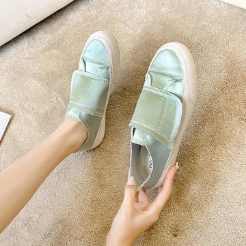 小白鞋春季西班牙休閑絲綢魔術貼