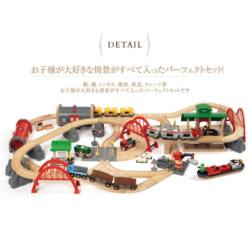 木のおもちゃ 木製玩具 3歳 電車 乗り物 BRIO WORLD ブリオ レール＆ロードデラックスセット 33052 | LINEショッピング