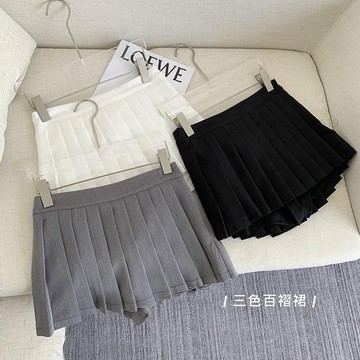 灰色 百褶裙 西裝 半身 女 2024年 新款 秋冬 辣妹 高腰 a字 jk 短裙 褲裙