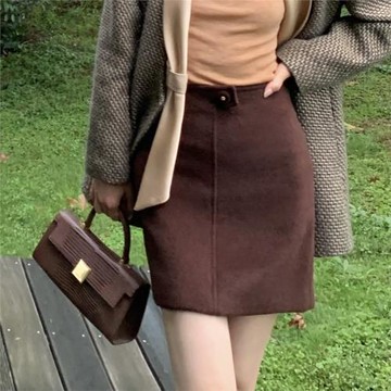 趙又真法式復古羊毛a型半身裙