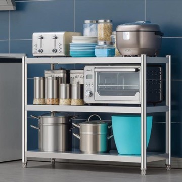 【誠宜居家】120x50x80公分 升級款加粗加厚(三層不鏽鋼置物架)-加強底部橫梁 收納架 不鏽鋼置物架 不銹鋼置物架 廚房不銹鋼置物架 置物架 家電架 廚房架 架子