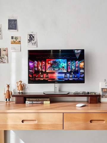 實木顯示器增高架桌面收納置物架加長電腦臺式底座屏幕墊高托支架