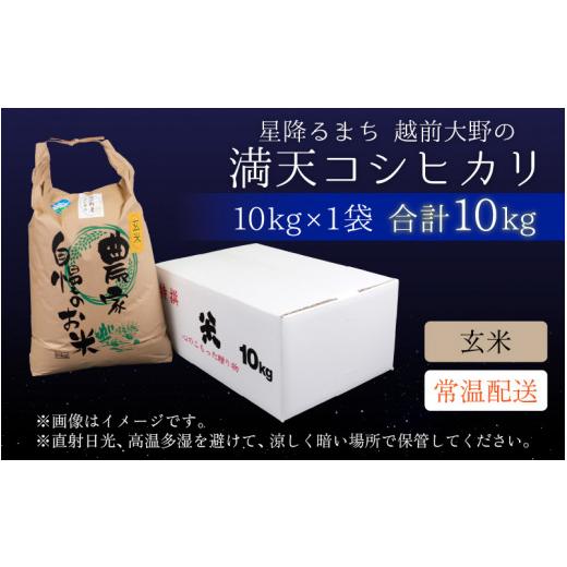 ふるさと納税 福井県 大野市 星降るまち 越前大野の「満天コシヒカリ」玄米 10kg 農薬・化学肥料50%以上カットの特別栽培米