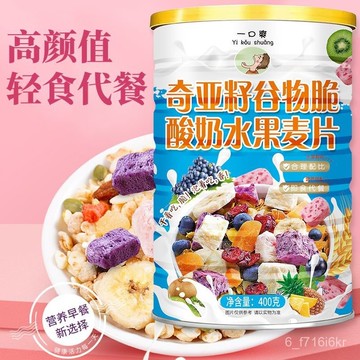 卽食奇亞籽 混閤水果痠奶烘焙麥片 燕麥片 果粒早餐 堅果飽腹代餐