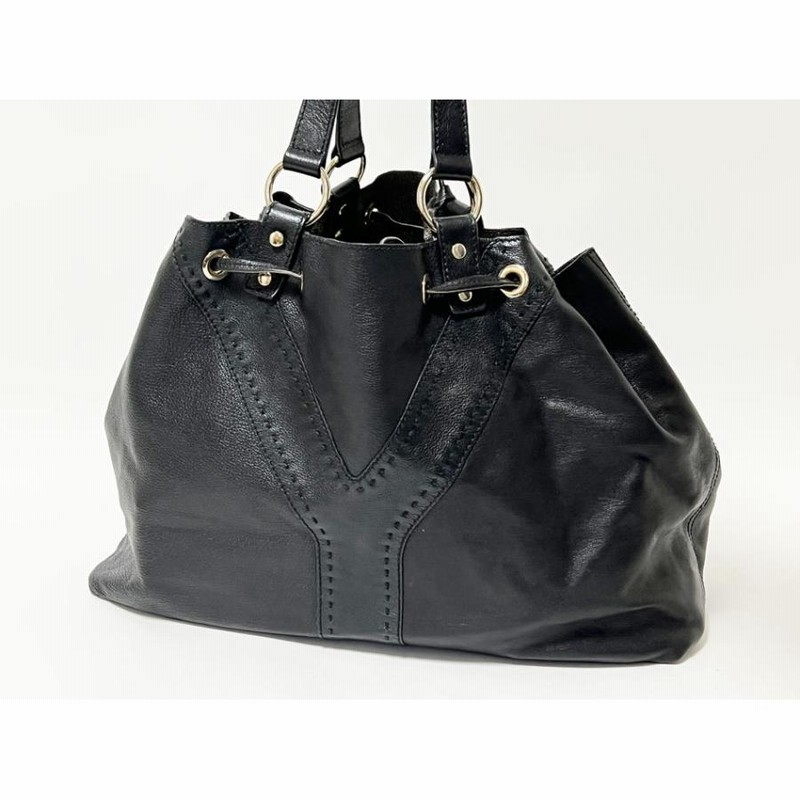 イヴ サンローラン レザー リバーシブル トートバッグ 168483 黒