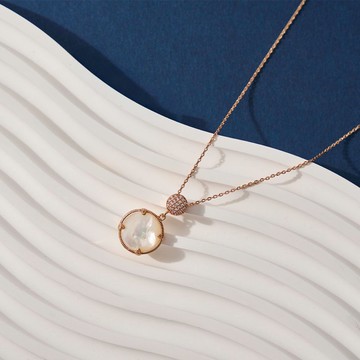 微鑲鋯石貝殼項鍊 (珍珠母貝)共兩色