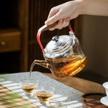 璃享高硼硅玻璃燒水壺煮茶壺耐高溫電陶爐花茶壺蒸煮兩用壺1000ml