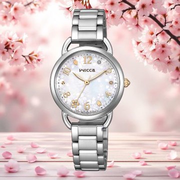 CITIZEN 星辰 wicca 翩翩櫻花光動能腕錶-28mm KP6-014-21