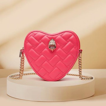 包包女夏季高級感歐美跨境女包愛心菱格包單肩包鏈條女包斜挎包