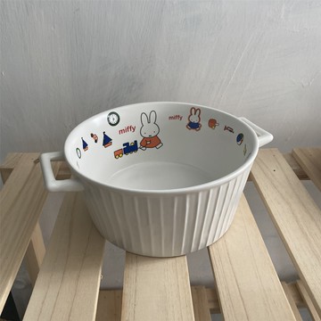 王路飛の米非兔miffy可愛少女心陶瓷餐具宿舍泡面碗大湯碗大菜盤