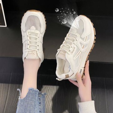 鏤空老爹鞋女夏季薄款透氣單網面運動休閑百搭孕婦媽媽跑步小白鞋