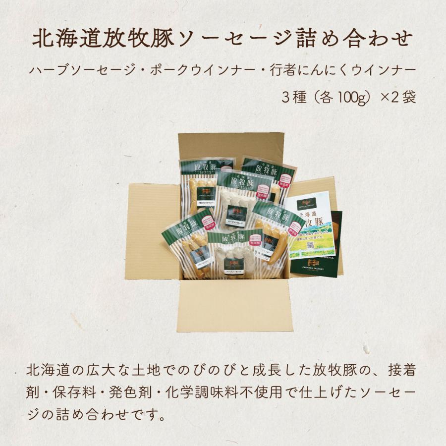 お中元 2023 ソーセージ 北海道 詰め合わせ 100g 3種類 2袋 6袋セット 放牧豚 無添加 国産 お取り寄せ ギフト