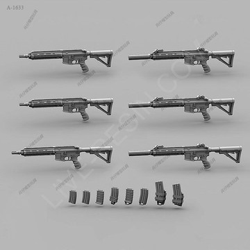 【台灣出貨】✨免運 白膜 1/35 現代武器(2款各1加彈夾) 樹脂手辦 兵人 白模(原特) A-1633 模型製作