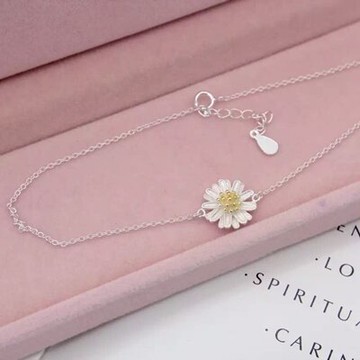 925純銀腳鍊銀飾-甜美小雛菊造型生日情人節禮物女飾品73do39【獨家進口】【米蘭精品】