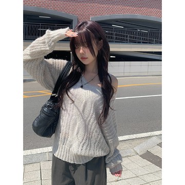 Codibook｜韓國 anyonemore 寬鬆V領麻花針織毛衣［預購］針織衫 毛衣 女裝