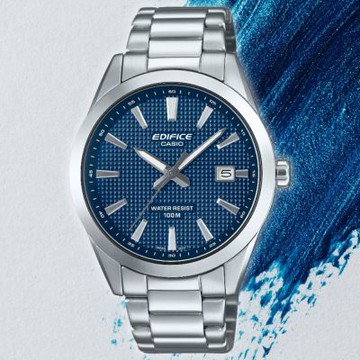 CASIO卡西歐 EDIFICE EFV-160D-2AV 巴黎釘紋運動風格賽車腕錶 藍 40mm