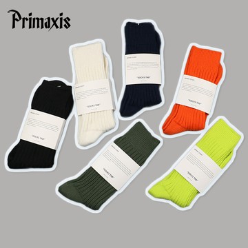 【PRIMAXIS】日系工裝風 純色粗線襪子cityboy 美式復古襪  露營休閒 條紋襪 運動襪