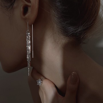 925純銀流蘇耳線女秋冬年新款潮氣質耳墜小眾設計高級感耳環