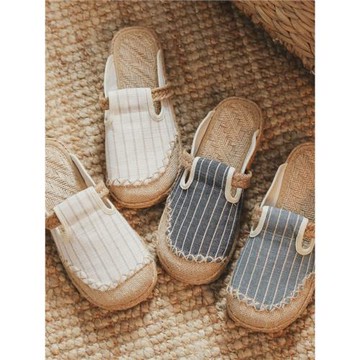 老北京布拖鞋女春季外穿民族風棉麻防滑室內軟底透氣大頭鞋少女鞋