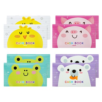 misoro 1000 記帳本 卡通可愛風  小雞 白色 + 小豬 粉色 + 青蛙 綠色 + 小熊 紫色  1組