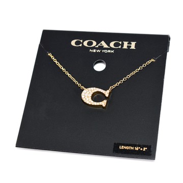COACH 經典水鑽C字鎖骨鍊-金色