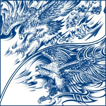 【哈狼族】果汁紋身貼紙/TTa/猛禽系列 老鷹 獵隼 180*110mm刺青貼紙 持續1-2星期 植物染色