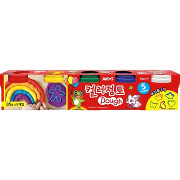 AMOS 五色黏土  紅色+黃色+綠色+藍色+白色  1組  425g