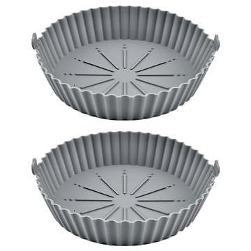 氣炸鍋專用 矽膠雙耳烤盤(大) Set 2個 適用於烤箱 耐高溫220°C 圓形  21.5 x 5.5 cm