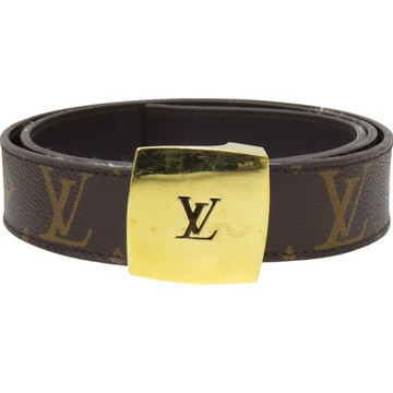 【二手名牌BRAND OFF】LOUIS VUITTON LV 路易威登 棕色 原花帆布 皮帶 85CM M6887