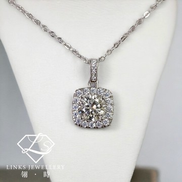 ［翎時珠寶］真正莫桑石 可過測鑽筆 18K金-方糖方包項鍊吊墜 MNG057 莫桑石項鍊 18K金項鏈 鑽石項鍊 鎖骨鏈