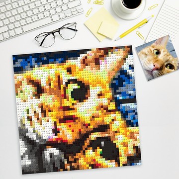 【客製 • 貓】毛小孩 - 標準尺寸積木畫拼圖 人像畫 寵物客製