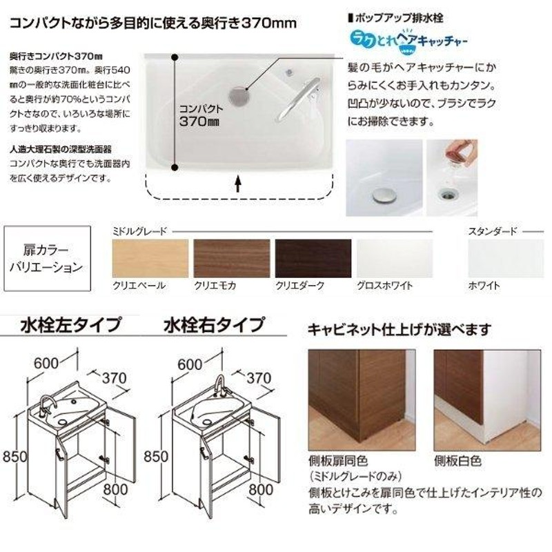 リクシル 洗面化粧台 間口W600mm リフラ 化粧台本体 FRVN-605YL-P シングルレバー混合水栓 ポップアップ式 一般地・寒冷地共用 台のみ  LIXIL/INAX リフォーム LINEショッピング