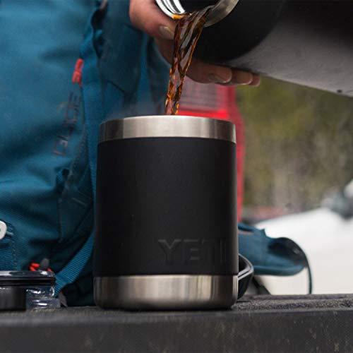 YETI Rambler 10オンス ローボール 蓋付き 真空断熱 ステンレス製、ブラック