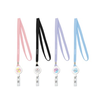 水彩風 伸縮證件背帶-粉/黑/紫/藍