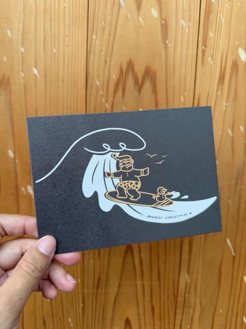 (二入) 衝浪去的聖誕老公公 - 聖誕明信片